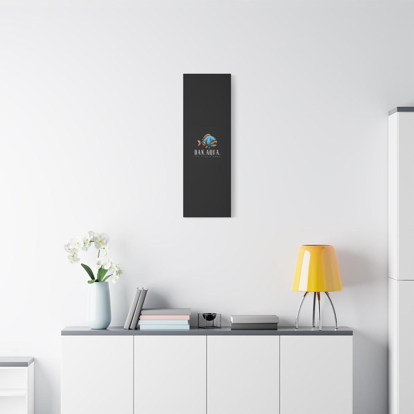 Dan.Aqua Fish Logo Canvas Print — Matte Stretched Wall Art