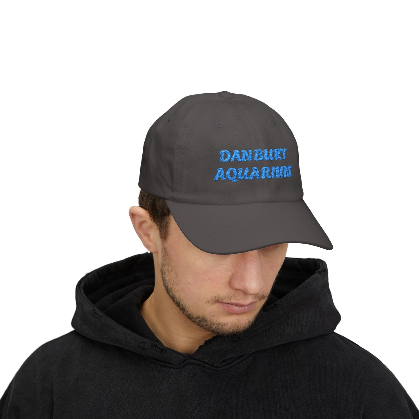 Danbury Aquarium Dad Cap — Embroidered White Baseball Hat