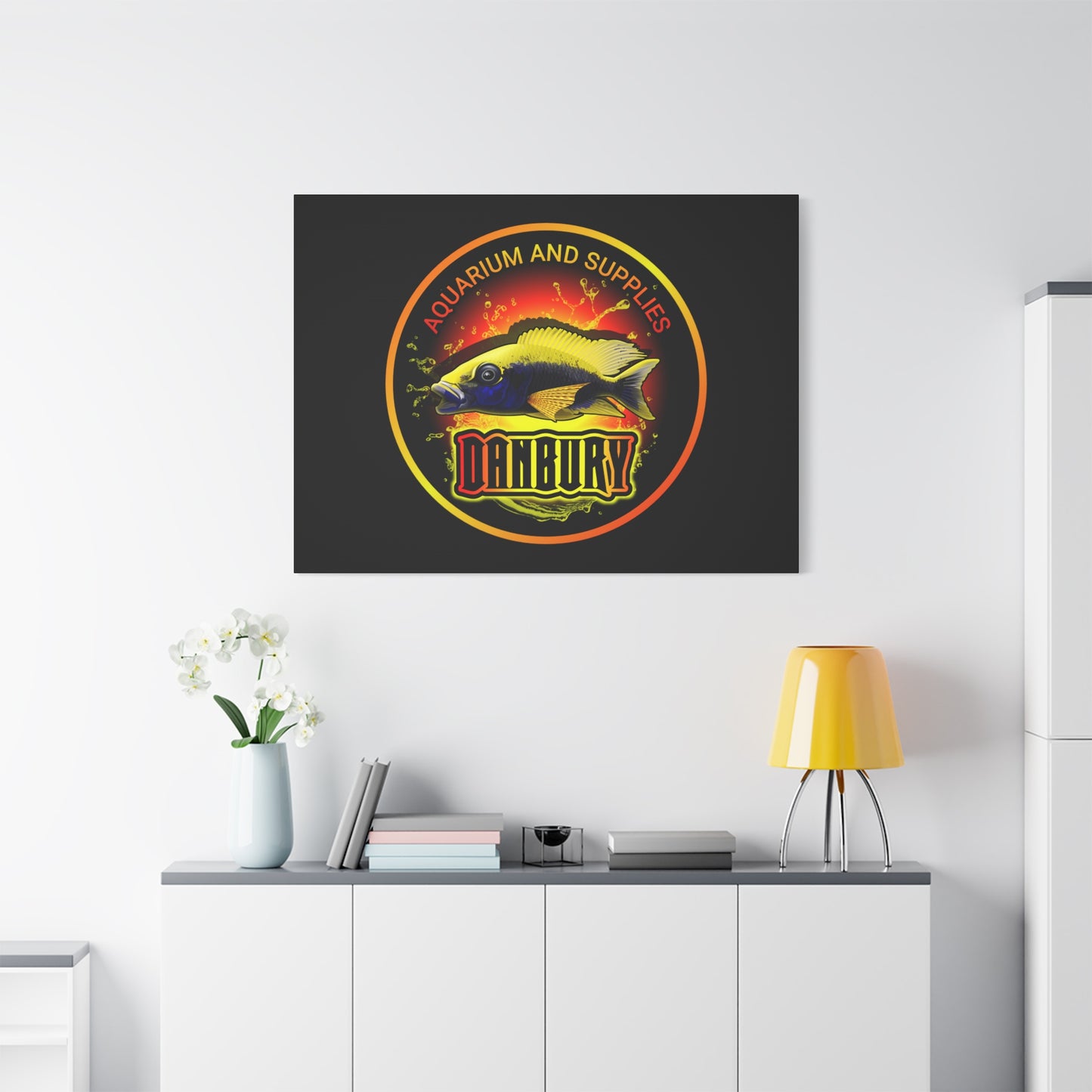 Danbury Aquarium Supplies Fish Logo Matte Canvas Print