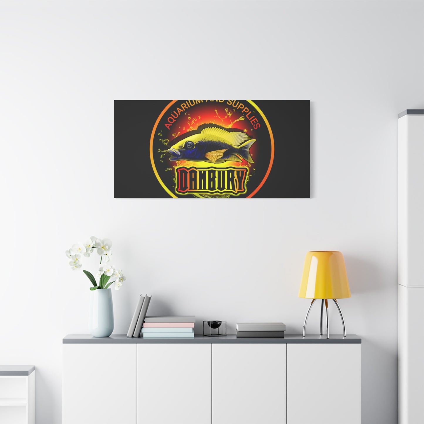 Danbury Aquarium Supplies Fish Logo Matte Canvas Print