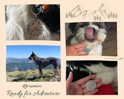 Wolf Design Handstamped - Pet ID Tag