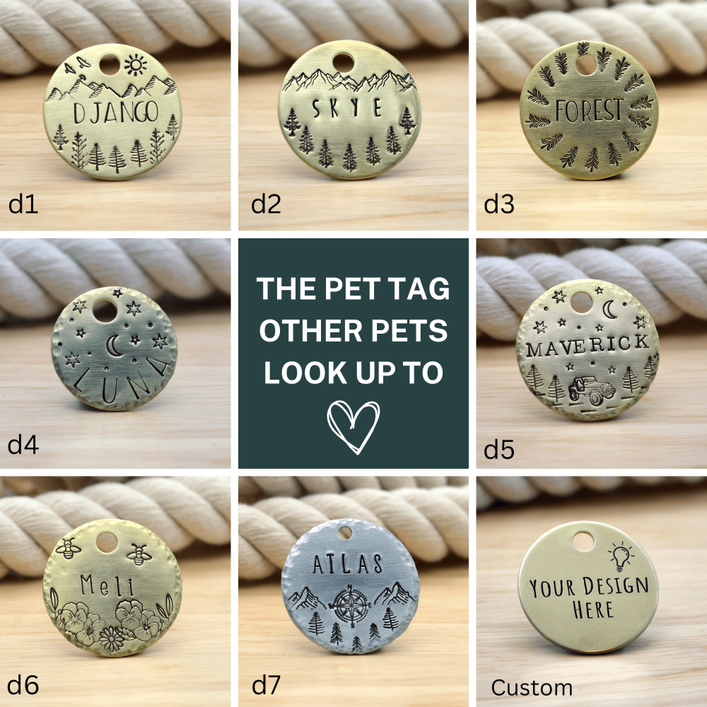 Forest Trees Handstamped - Pet ID Tag