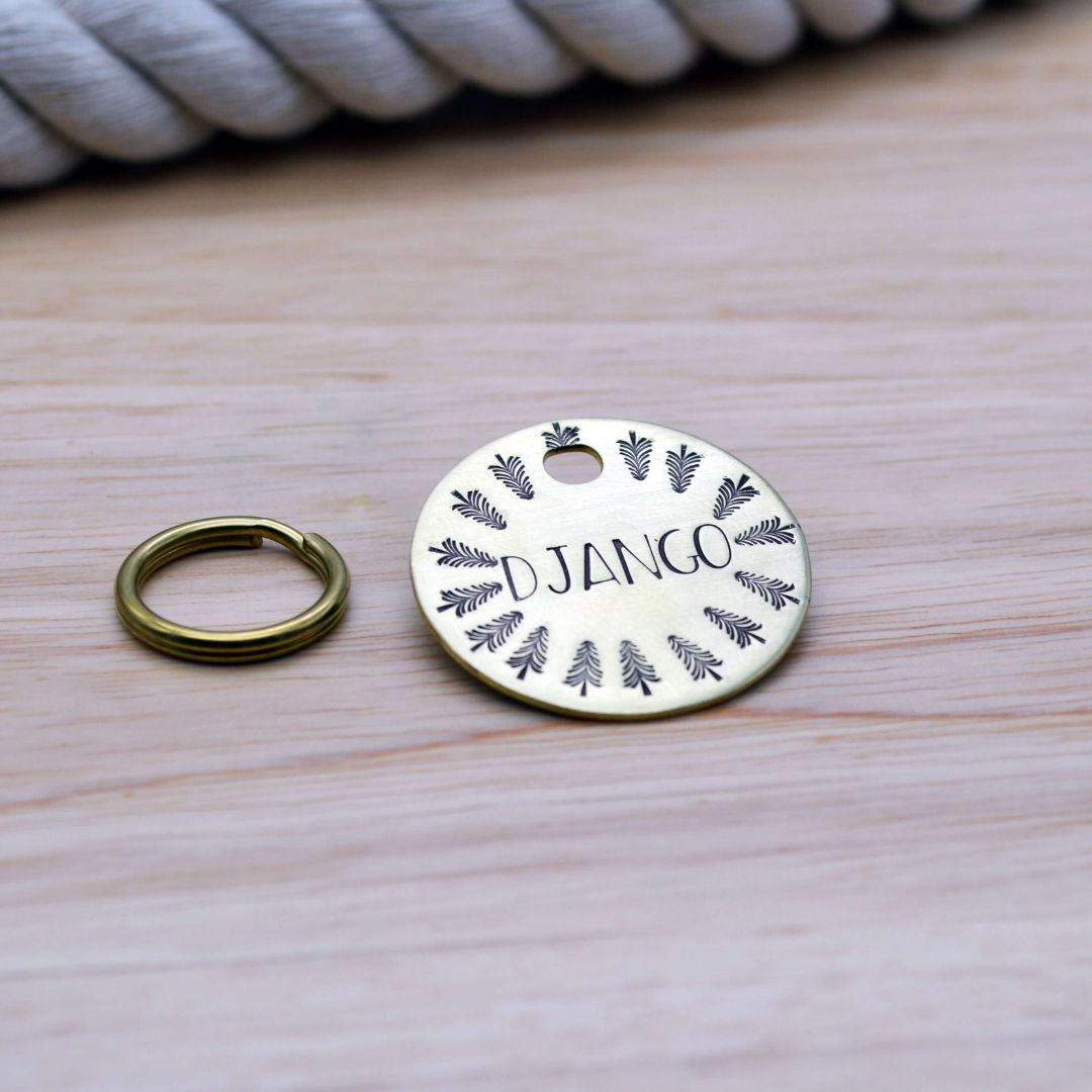 Mountains with Trees Handstamped - Pet ID Tag