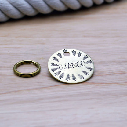 Mountains with Trees Handstamped - Pet ID Tag