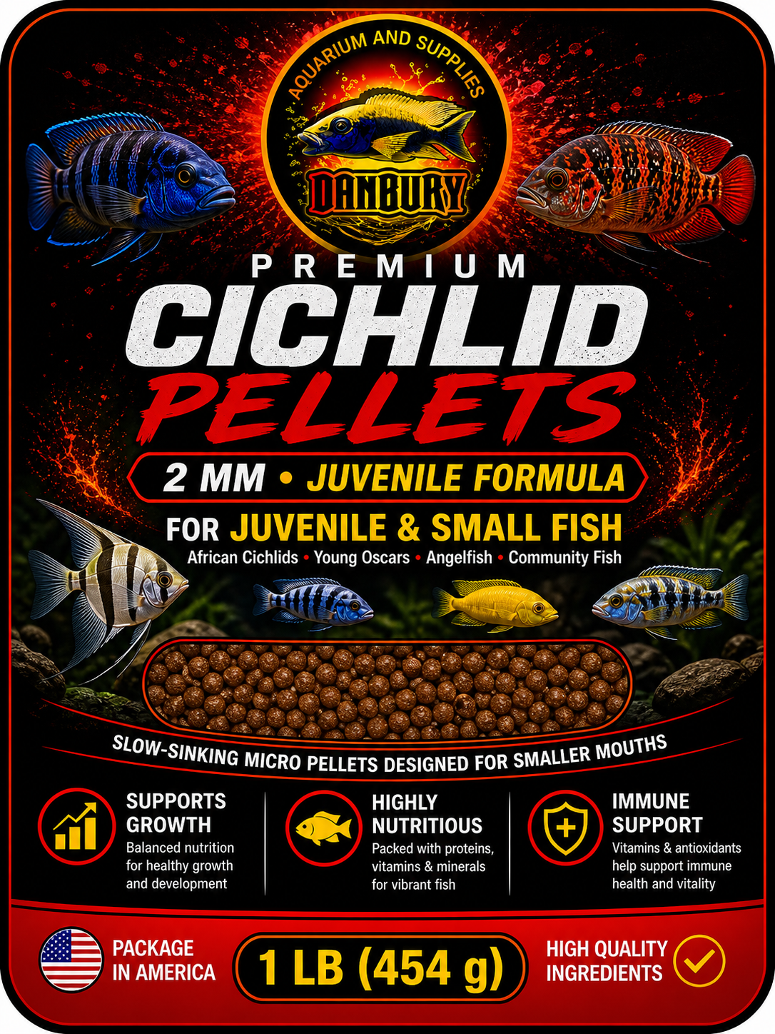 Danbury Aquarium Premium Cichlid Pellets BUY 2 GET FREE SHIPPING!