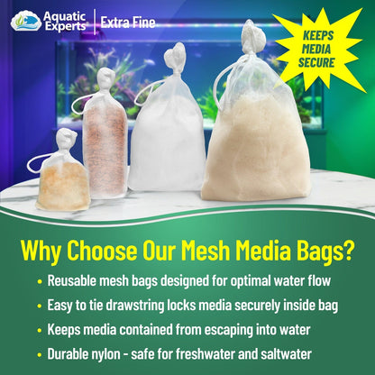 Aquatic Experts Aquatic Experts Aquarium Filter Bag - Extra Fine Mesh Media Bags - Ideal for Efficient Aquarium Filtration
