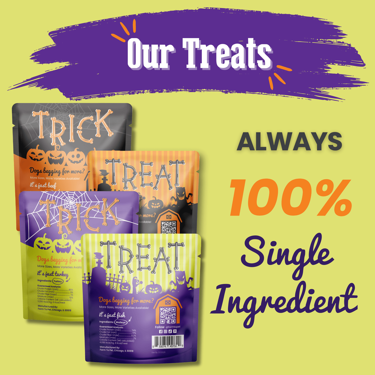 Halloween Dog Treat Snack Pack 24-Piece Bundle