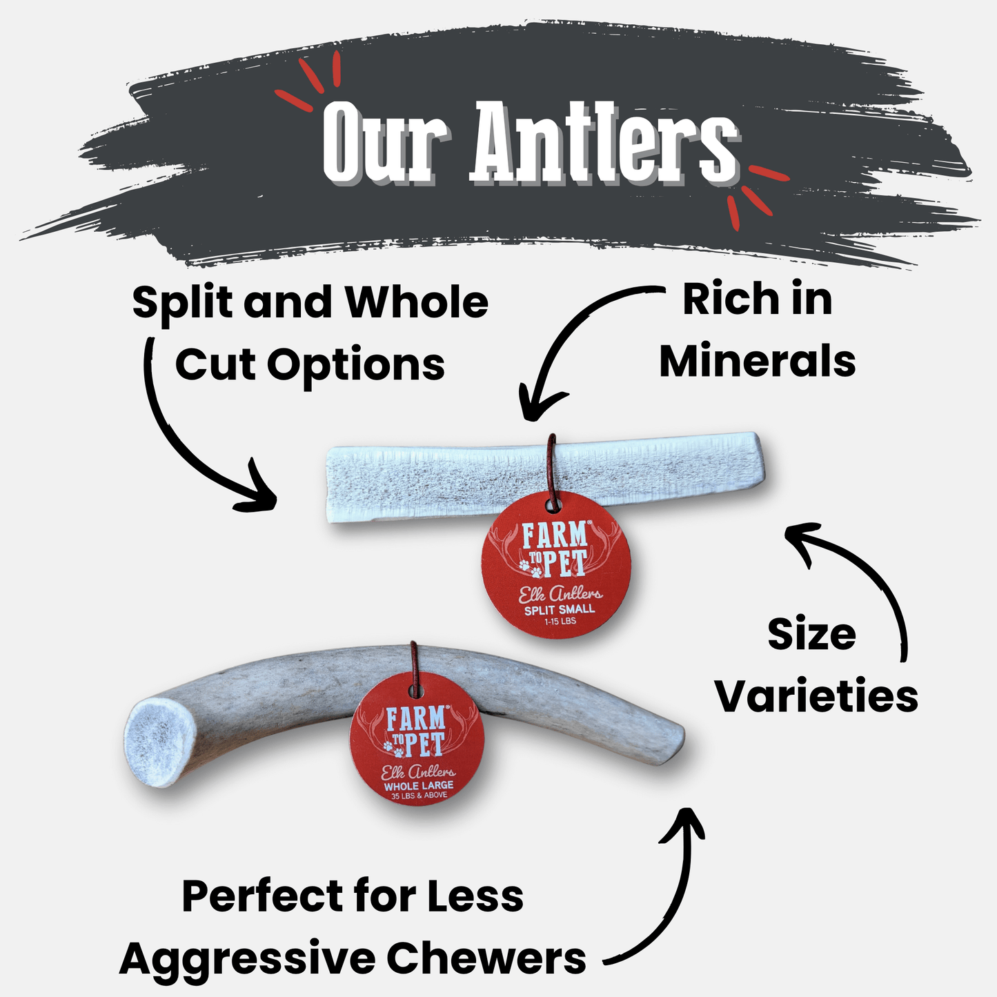 ELK ANTLERS FOR DOGS | WHOLE AND SPLIT ELK ANTLER CHEWS