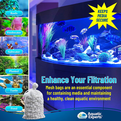 Aquatic Experts Aquarium Filter Bag - High Flow Mesh Media Bags - Ideal for Efficient Aquarium Filtration