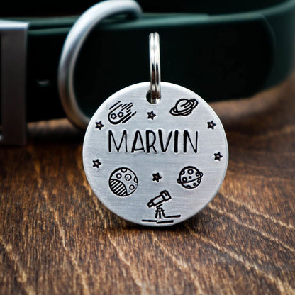 Galaxy Design Handstamped - Pet ID Tag