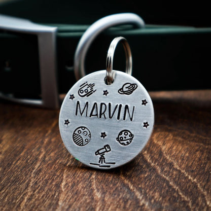 Galaxy Design Handstamped - Pet ID Tag