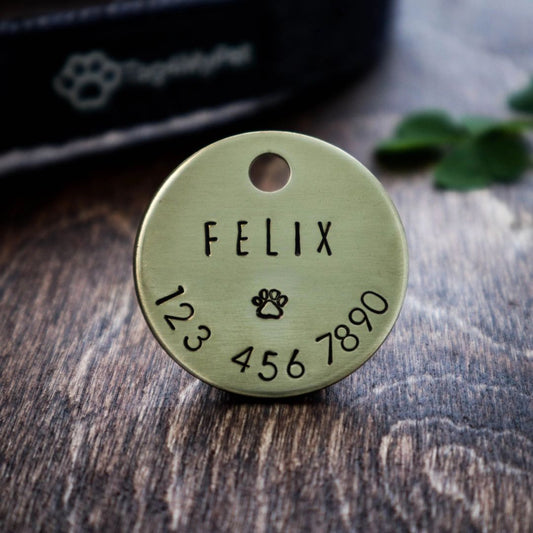 Paw Felix Handstamped - Pet ID Tag