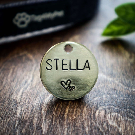 Stella Heart Design Handstamped - Pet ID Tag
