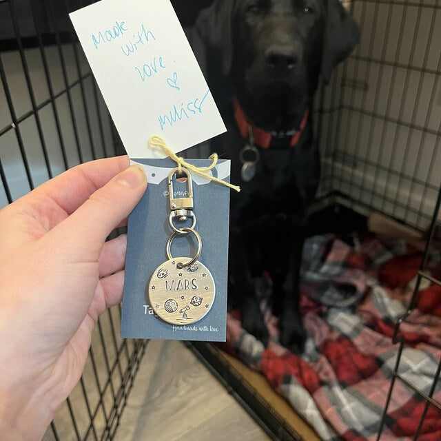 Galaxy Design Handstamped - Pet ID Tag