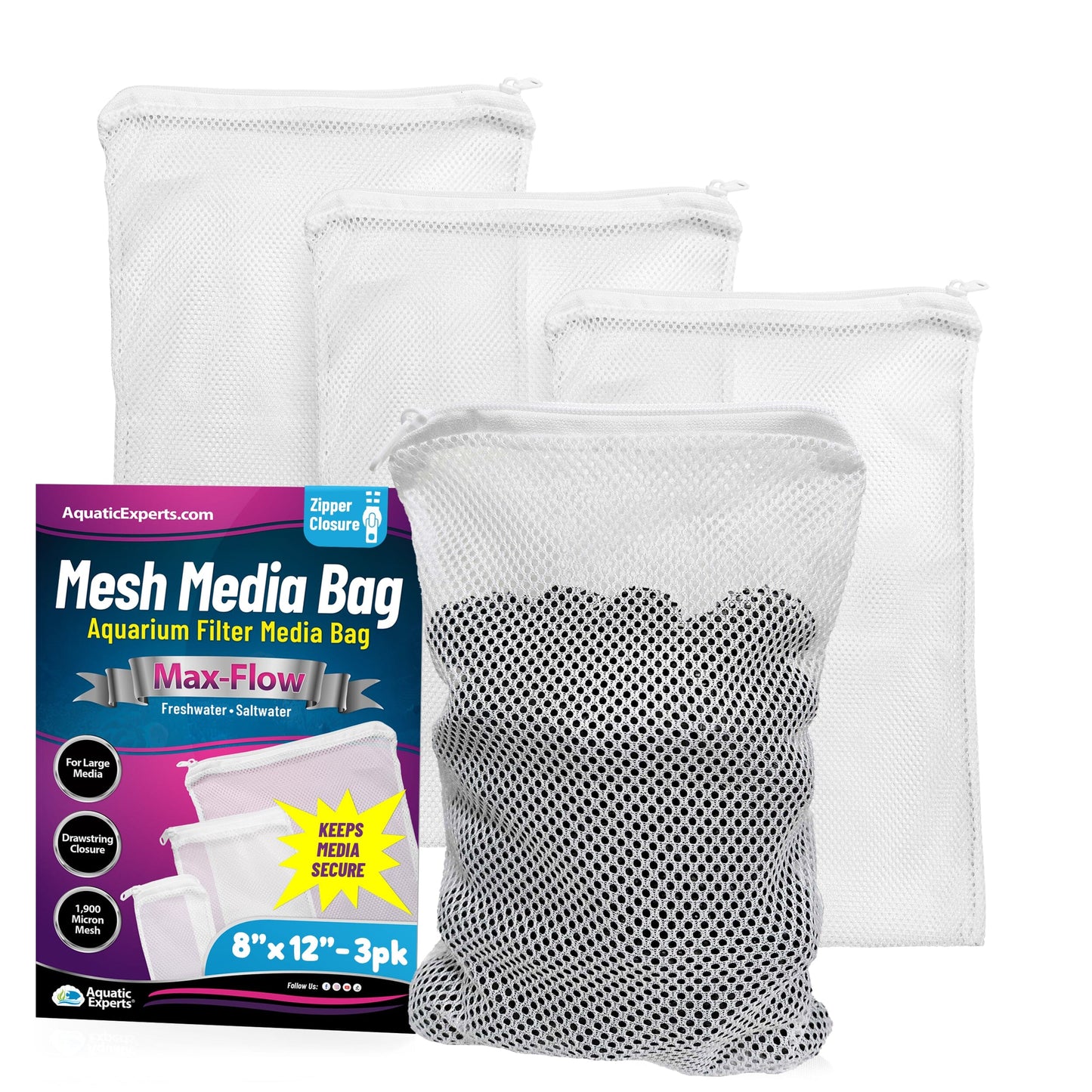Aquatic Experts Aquarium Filter Bag - Max Flow Mesh Media Bags for Superior Aquarium Filtration