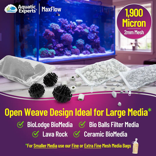 Aquatic Experts Aquarium Filter Bag - Max Flow Mesh Media Bags for Superior Aquarium Filtration