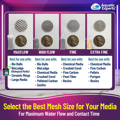 Aquatic Experts Aquarium Filter Bag - Max Flow Mesh Media Bags for Superior Aquarium Filtration