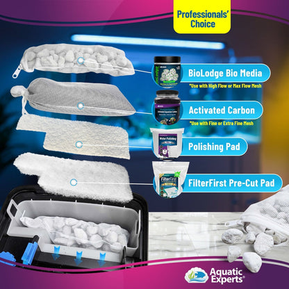 Aquatic Experts Aquarium Filter Bag - Max Flow Mesh Media Bags for Superior Aquarium Filtration