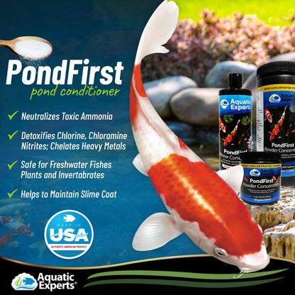 PondFirst - Concentrated Instant Dechlorinator for Fish Ponds, Makes Water Safe for Koi and Goldfish, Made in The USA
