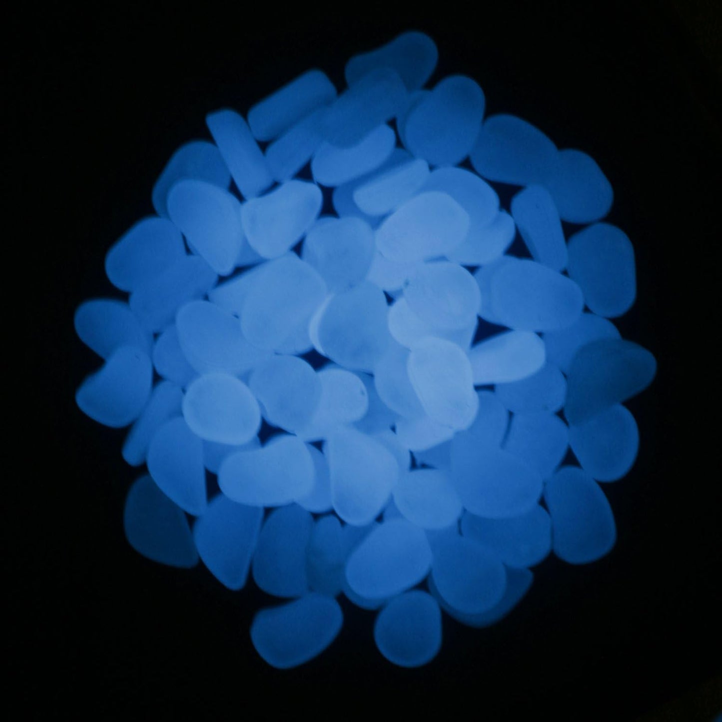 Glow in the Dark Fluorescent Pebbles - 250g Light-Blue Photoluminescent Stones for Aquariums, Fish Tanks, and Garden Decor