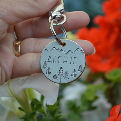 Archie Mountains Handstamped - Pet ID Tag