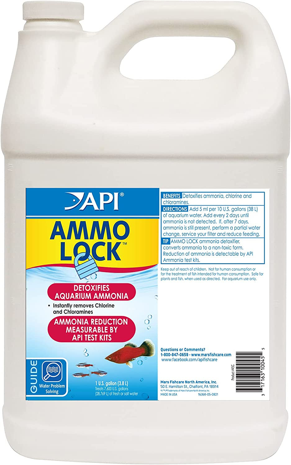 Ammo Lock Freshwater and Saltwater Aquarium Ammonia Detoxifier 1-Gallon Bottle