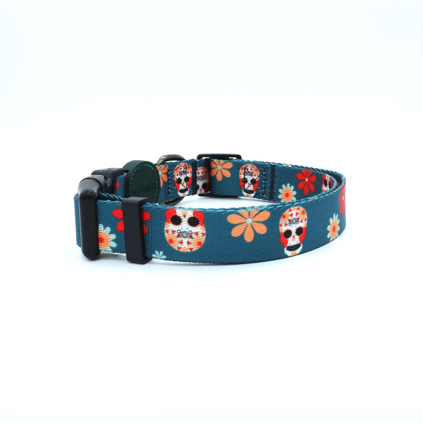 Custom Dog Collars Calavera Engraved - Pet ID Tag