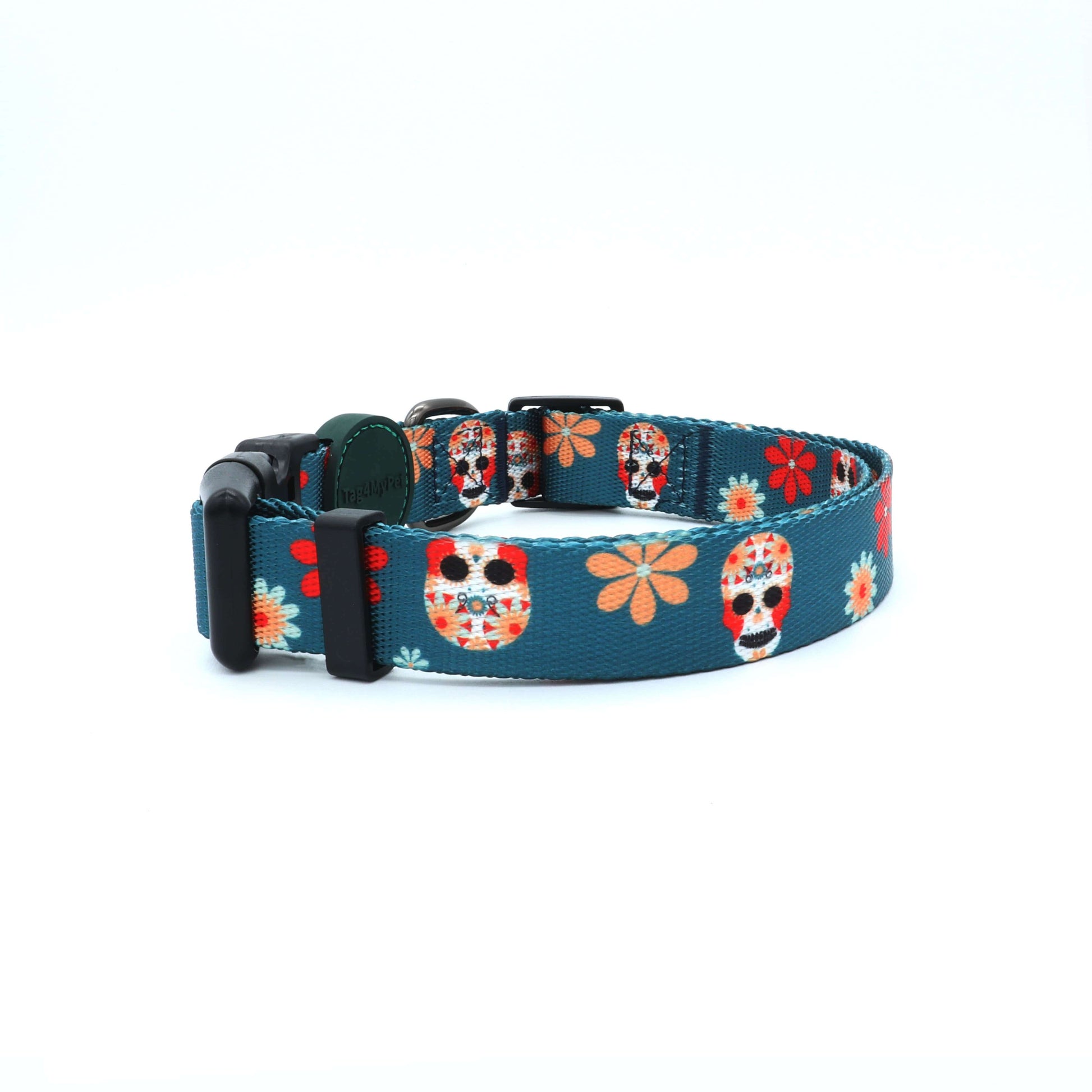 Custom Dog Collars Calavera Engraved - Pet ID Tag