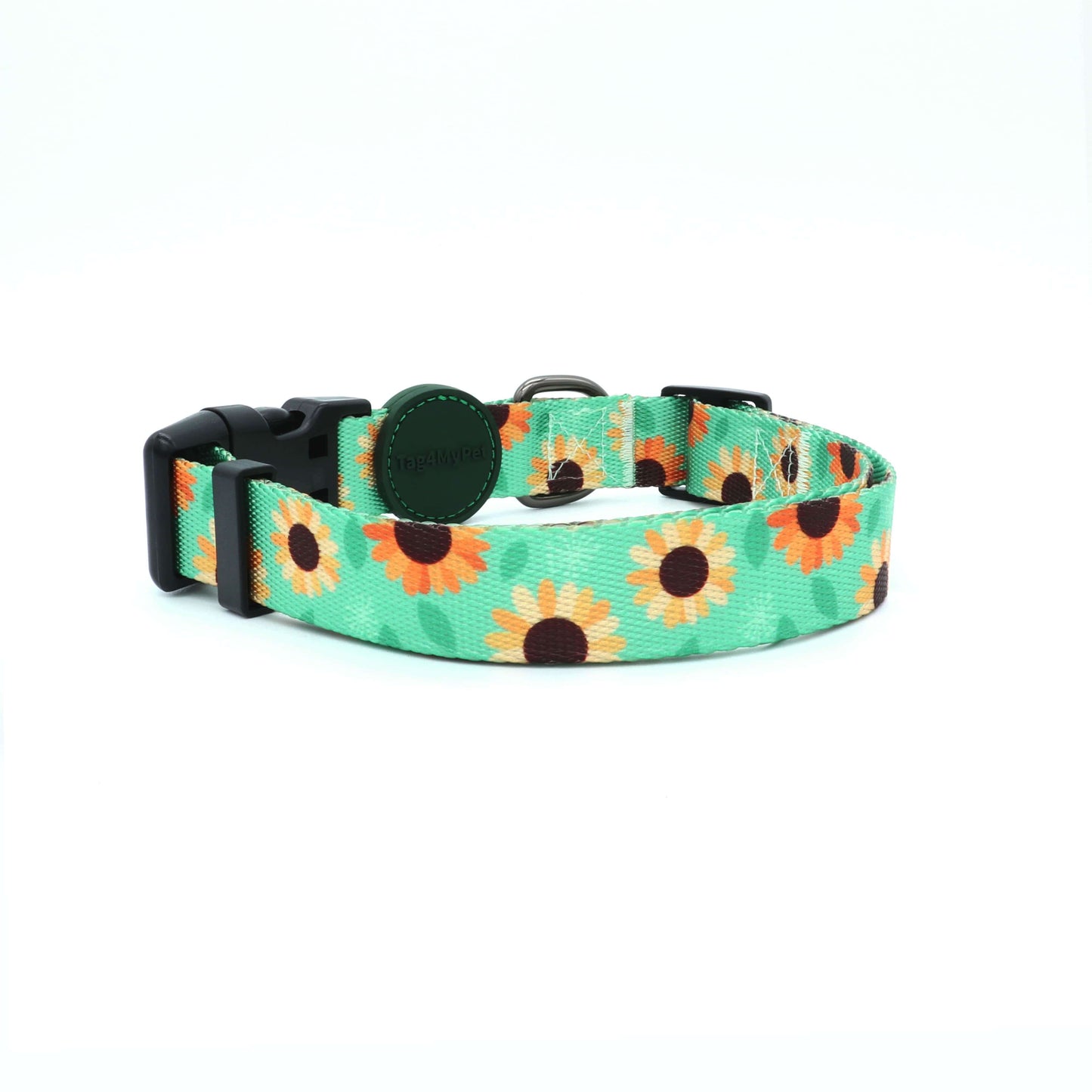 Custom Dog Collars Sun Flower Engraved - Pet ID Tag