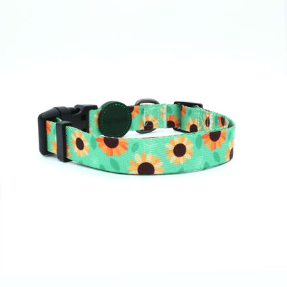 Custom Dog Collars Sun Flower Engraved - Pet ID Tag
