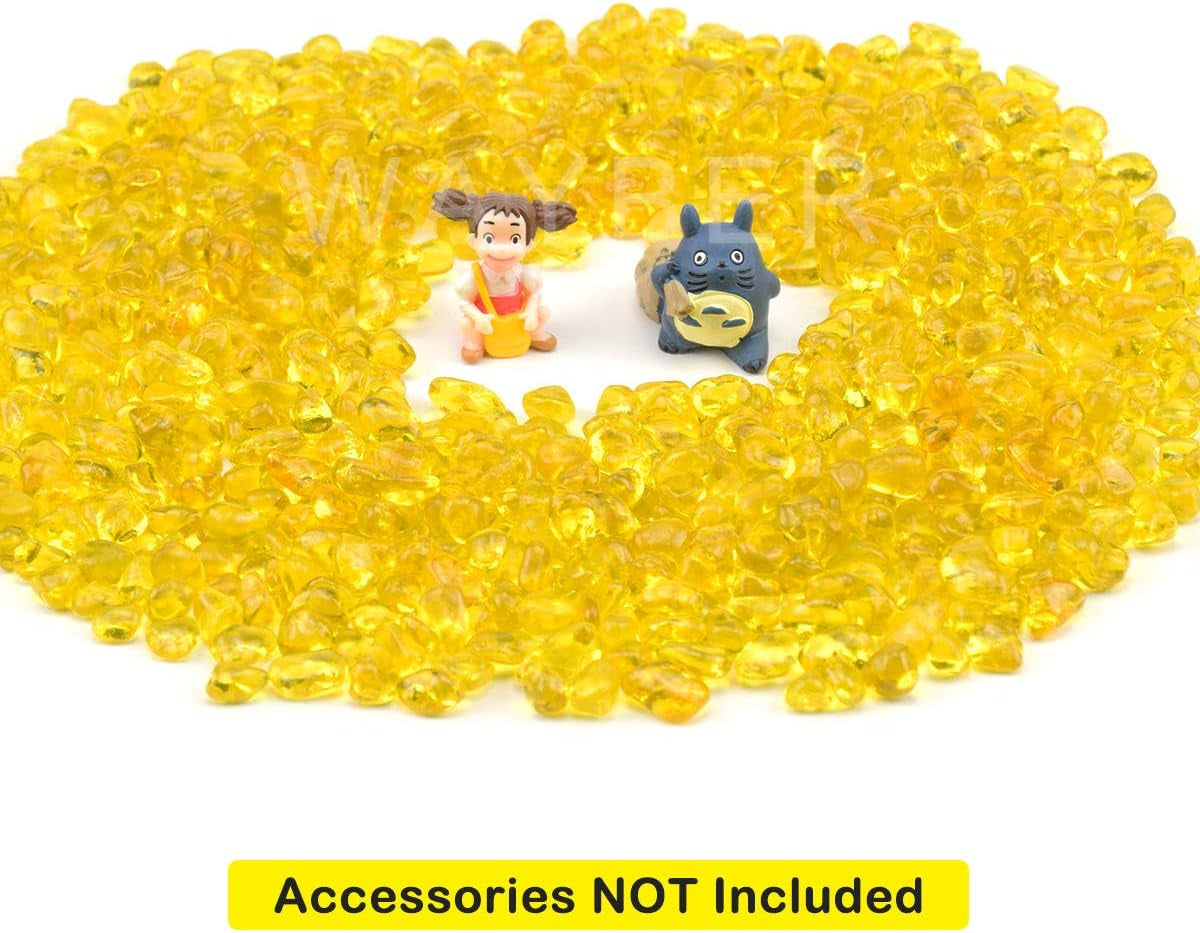 Vibrant Yellow Sea Glass Pebbles - 1Lb Non-Toxic Decorative Stones for Vases, Terrariums, Aquariums & Crafts