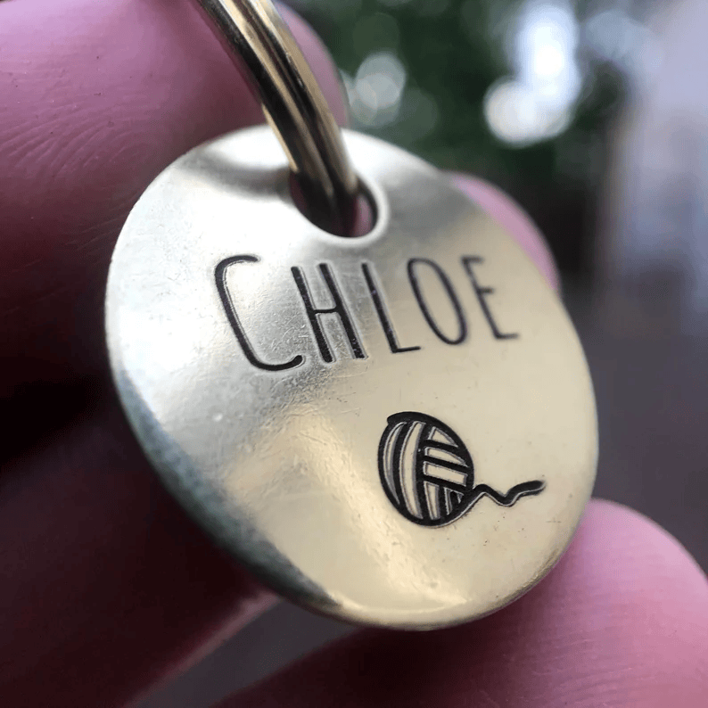 Chloe Ball of Wool Engraved - Pet ID Tag