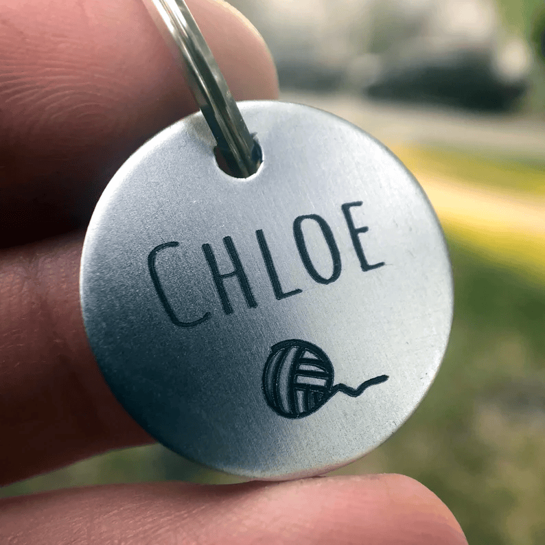 Chloe Ball of Wool Engraved - Pet ID Tag