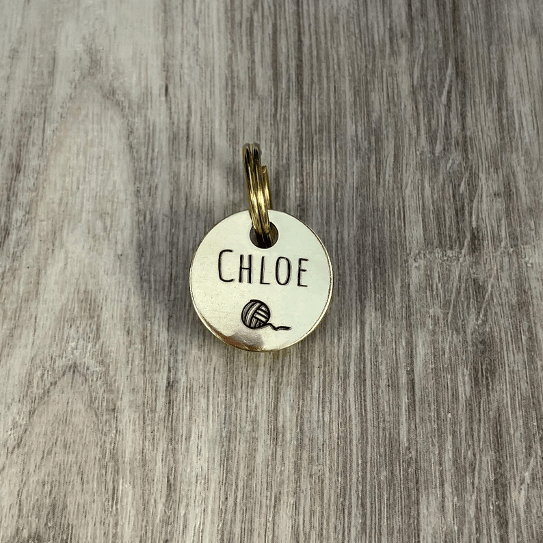 Chloe Ball of Wool Engraved - Pet ID Tag