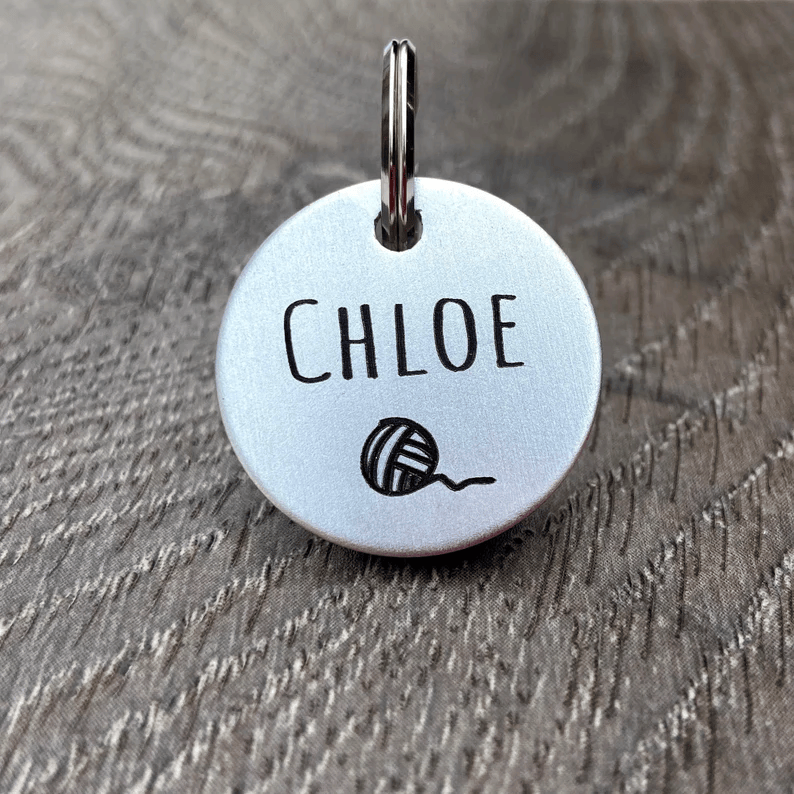 Chloe Ball of Wool Engraved - Pet ID Tag