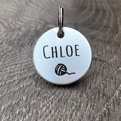 Chloe Ball of Wool Engraved - Pet ID Tag