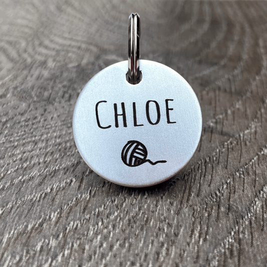 Chloe Ball of Wool Engraved - Pet ID Tag
