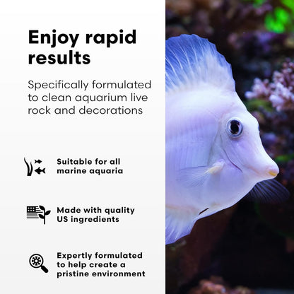 Microbacter Clean - Microbial Culture & Enzyme Blend Fish Tank Cleaner - Cleans Live Rock Surfaces for Saltwater Fish Habitats 