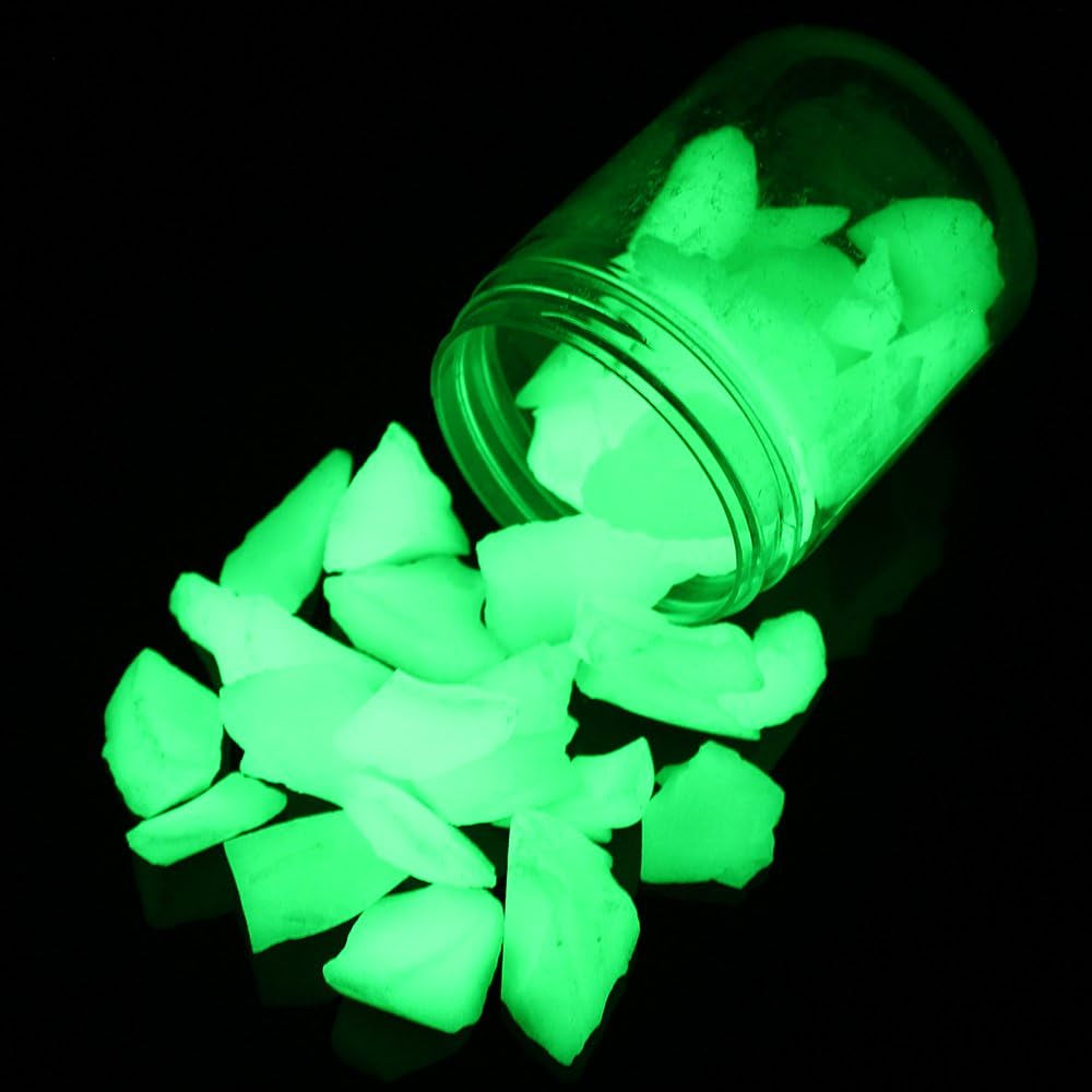 Vibrant Glow in the Dark Decorative Stones - Enchanting Yellow Green Pebbles for Aquariums, Succulent Gardens, and Unique Gifts (15-22mm)