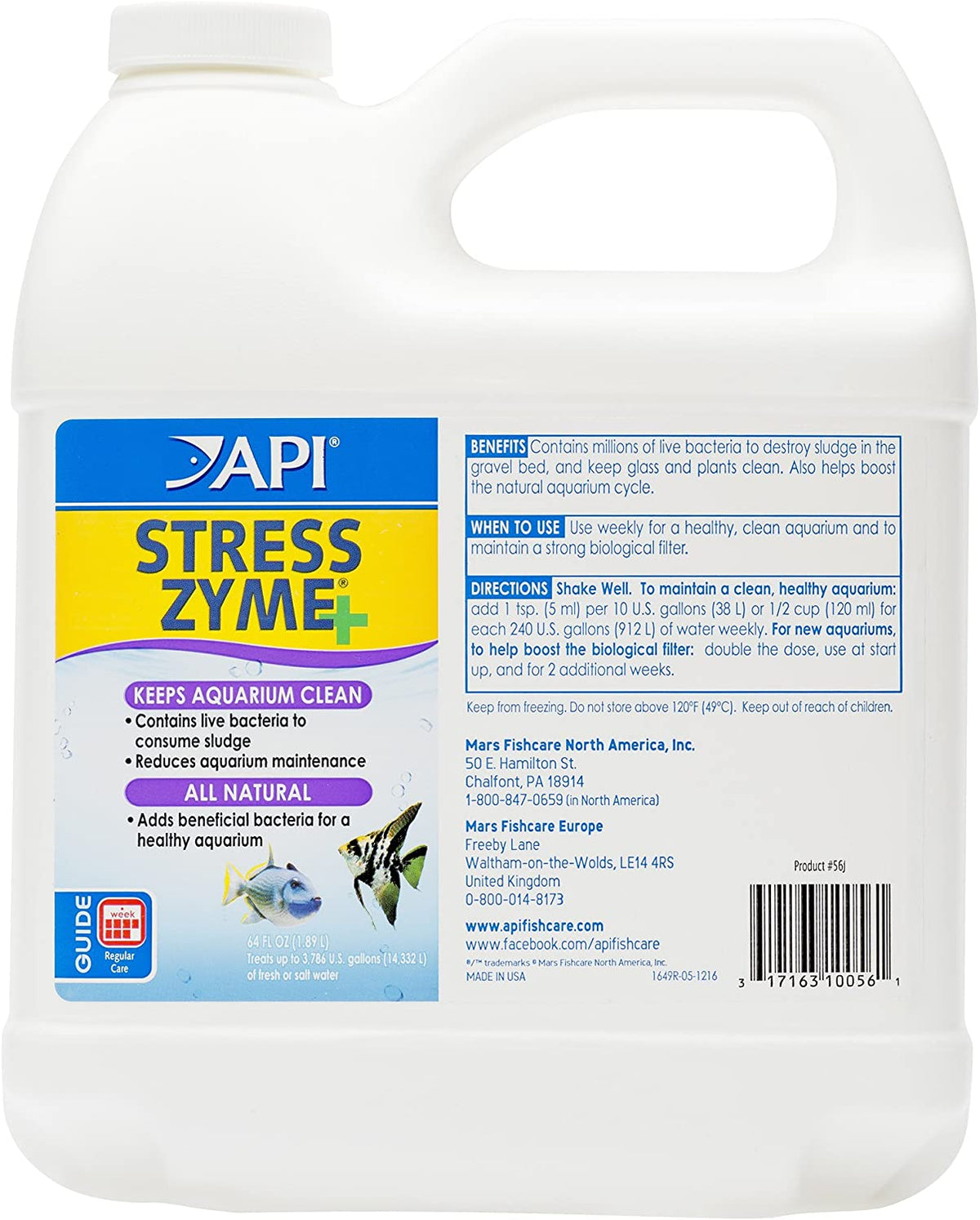 STRESS ZYME Freshwater and Saltwater Aquarium Cleaning Solution 64-Ounce Bottle