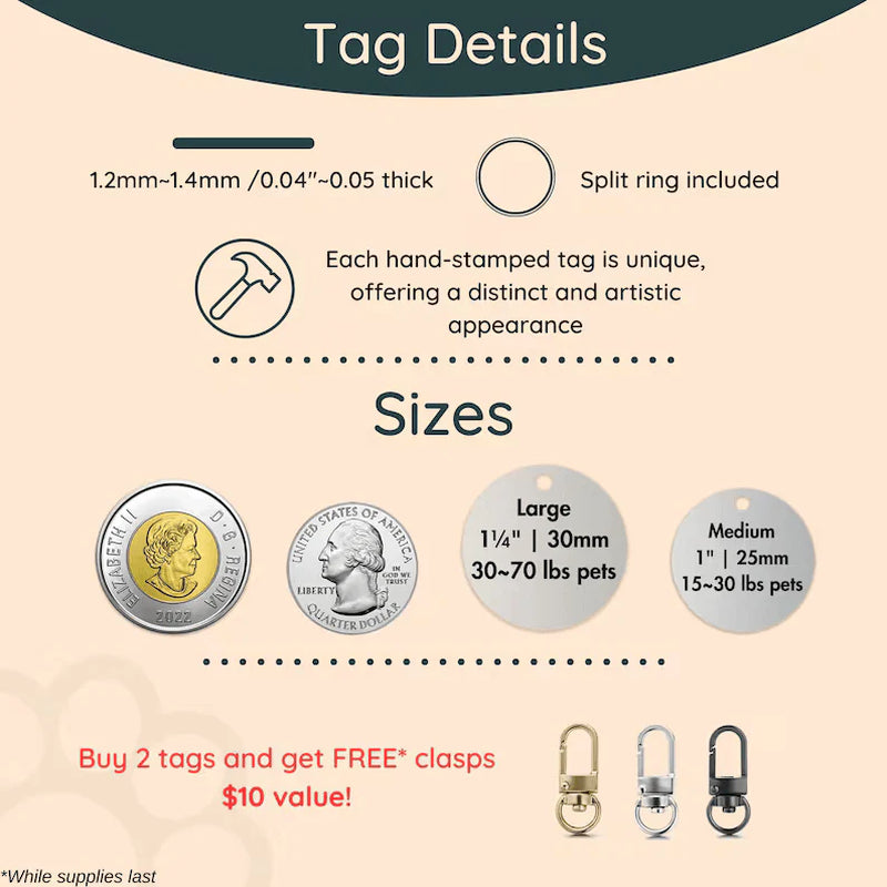 Meeba Mountains Design Handstamped - Pet ID Tag