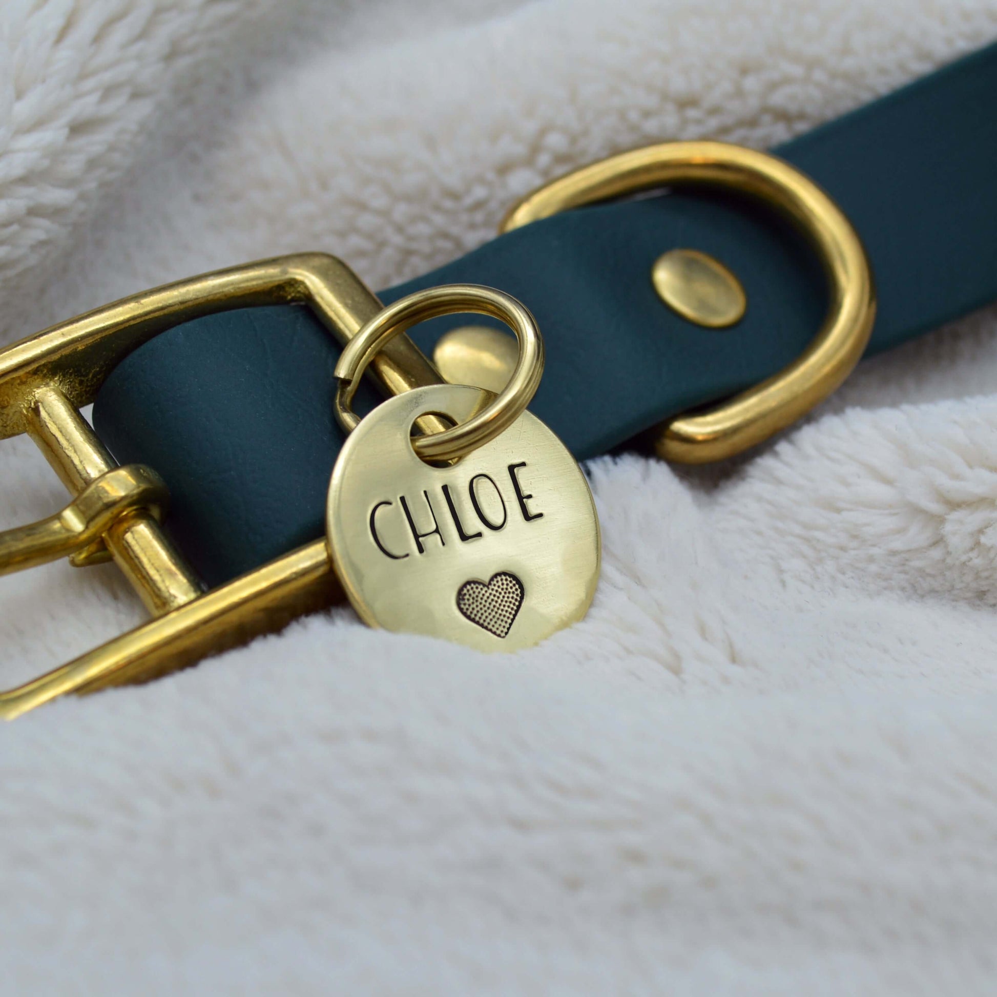 Chloe Heart Design Handstamped - Pet ID Tag