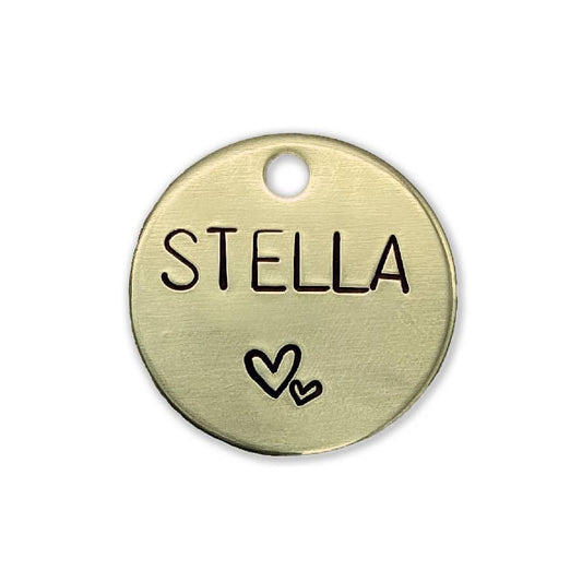 Stella Heart Design Handstamped - Pet ID Tag