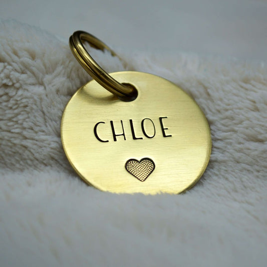 Chloe Heart Design Handstamped - Pet ID Tag
