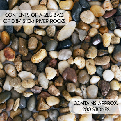 2 Lbs of Polished River Rocks - Perfect Decorative Pebbles for Indoor Plants, Aquariums, and Vases (0.3-0.6 Inches)