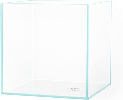 20 Gallon Rimless Low Iron Clear Aquarium Tank - Perfect Small Betta Fish Home, 7.8" Cube Design with Nano Foam Leveling Mat