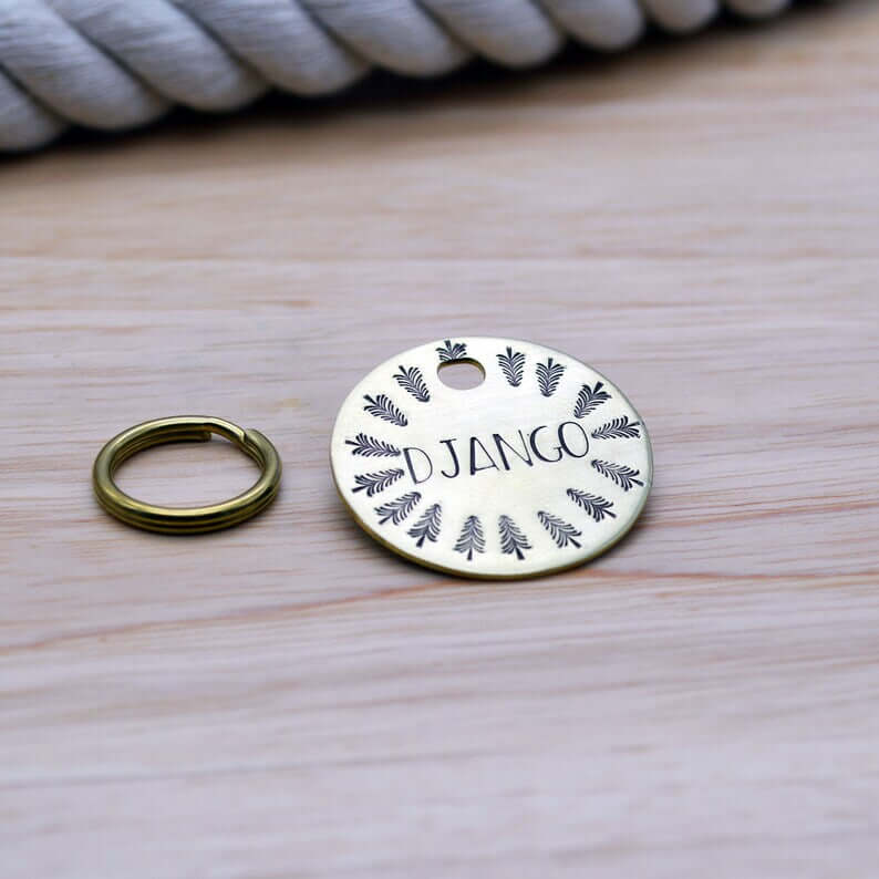 Forest Trees Handstamped - Pet ID Tag