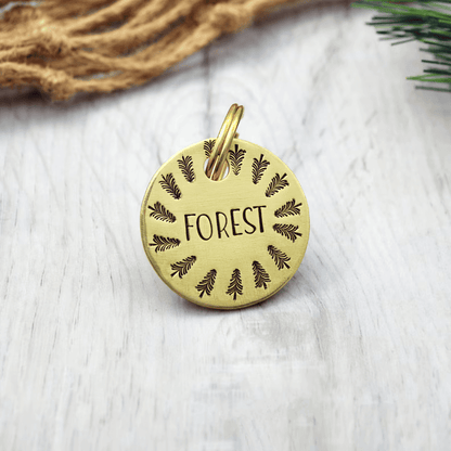 Forest Trees Handstamped - Pet ID Tag