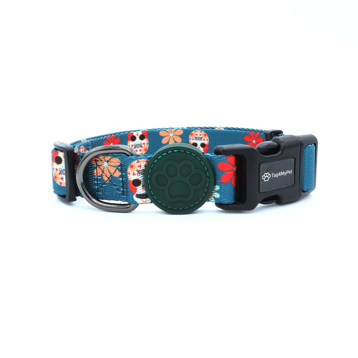 Custom Dog Collars Calavera Engraved - Pet ID Tag