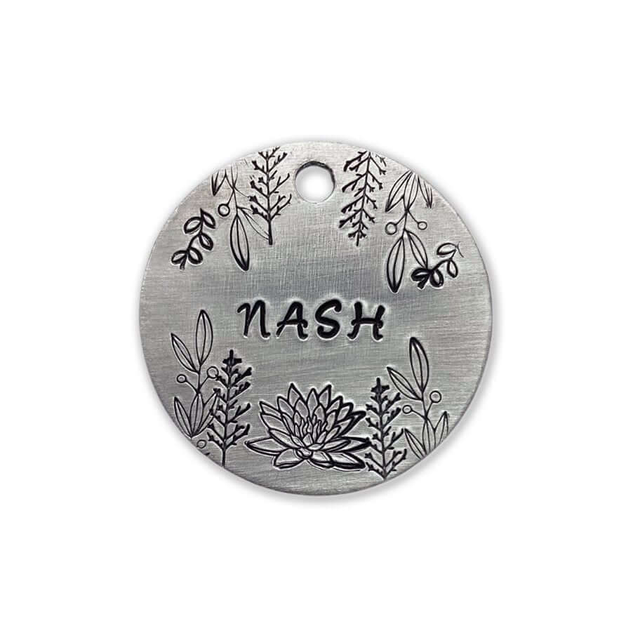 Flower Nash Handstamped - Pet ID Tag